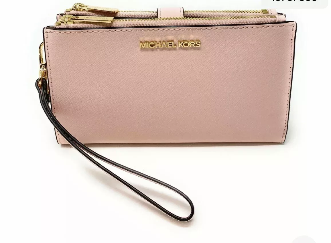 Michael kors mk jet set travel double zip phone wristlet wallet hot sale