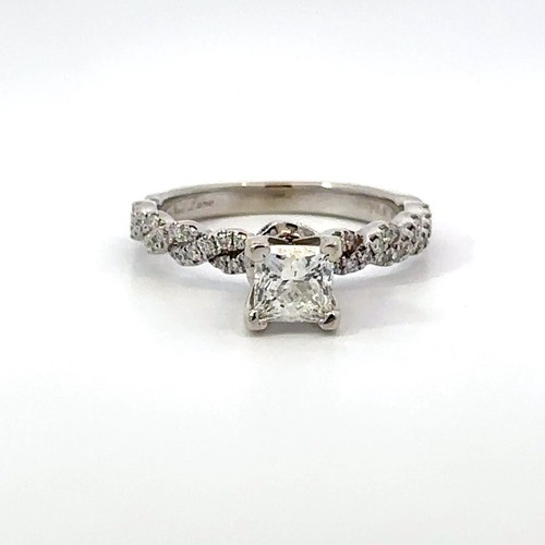 14K White Gold LEO Diamond Princess Platinum Ring Size 5.25 With Authentication