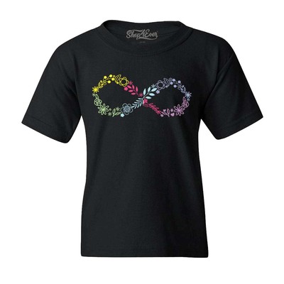Floral Infinity Symbol Neurodivergent Spectrum Kids T-Shirt Autism Shirt
