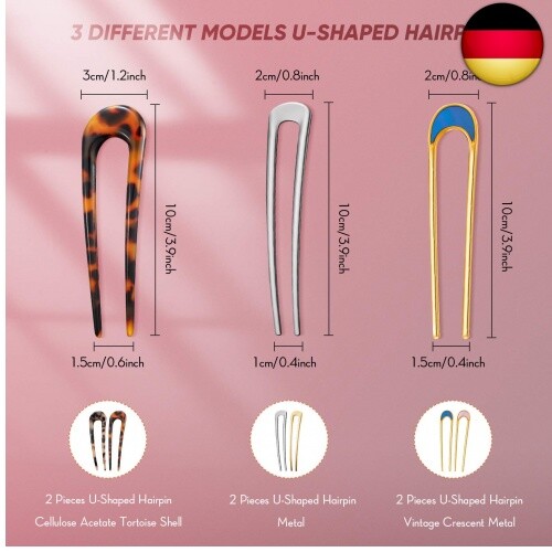 4er Set Französische Haarnadeln – U-förmig, Gold & Silber Für Elegante Frisuren