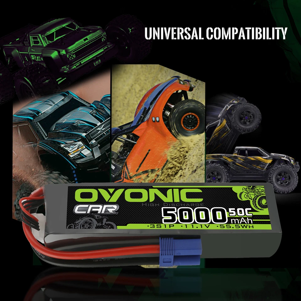 2x Ovonic 11.1V 50C 5000mAh 3S LiPo Akku EC5 für RC Auto Arrma 1/10 Monster LKW - Bild 4 von 4
