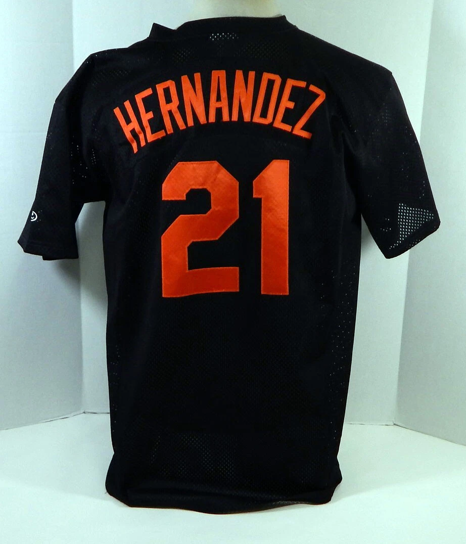 Baltimore Orioles Hernandez #21 Game Used Black Jersey E Spring