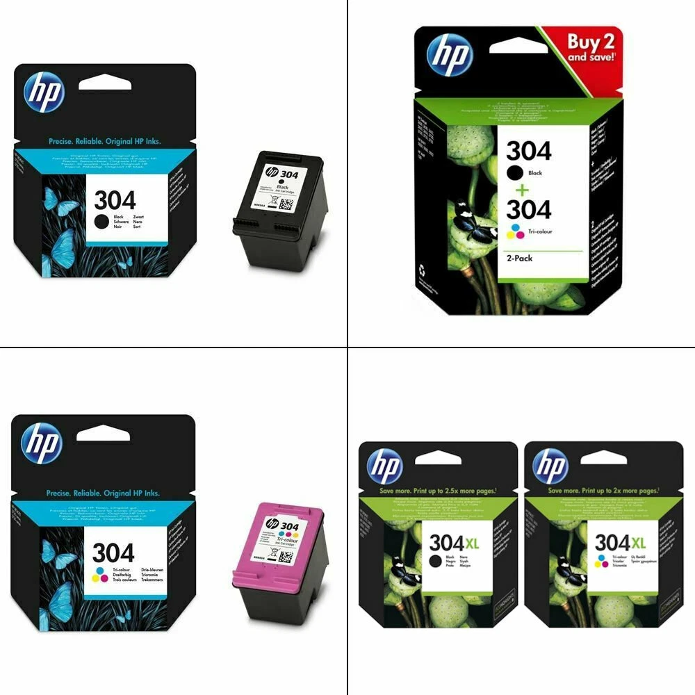 Allergisk skade indsats Original HP 304 / 304XL Black & Colour Ink Cartridges For ENVY 5055 Printer  | eBay