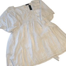 Chaudry White Square Collar Lace Detail Flowy Sleeves Dress Size Small NWT