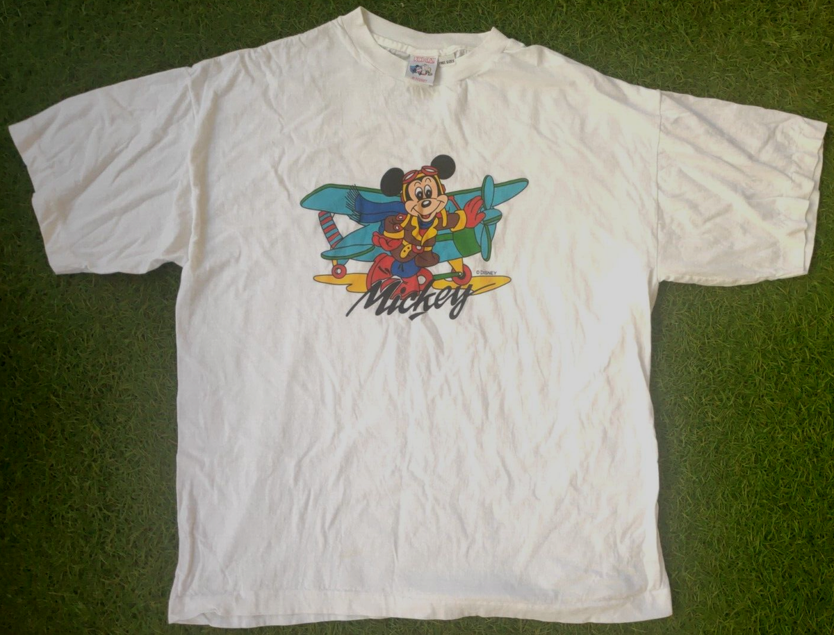 Vintage 90's Disney Mickey Mouse Plane Crazy T-Shirt Single Stitch