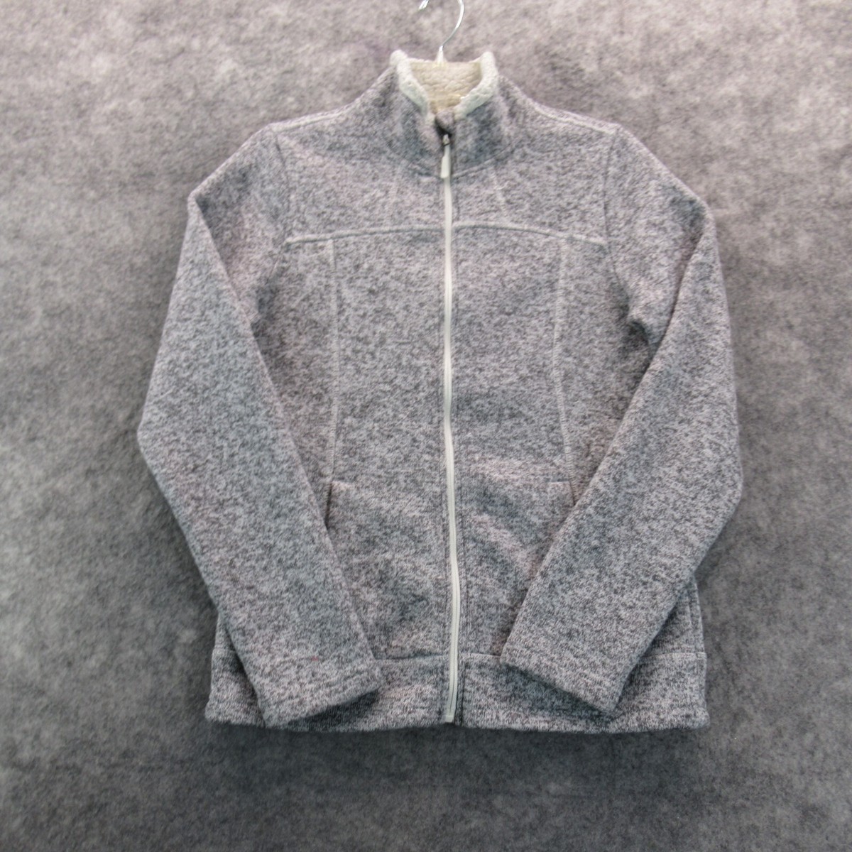 Everlast Womens Jacket Medium Gray Full Zip Fleece Sherpa Trim