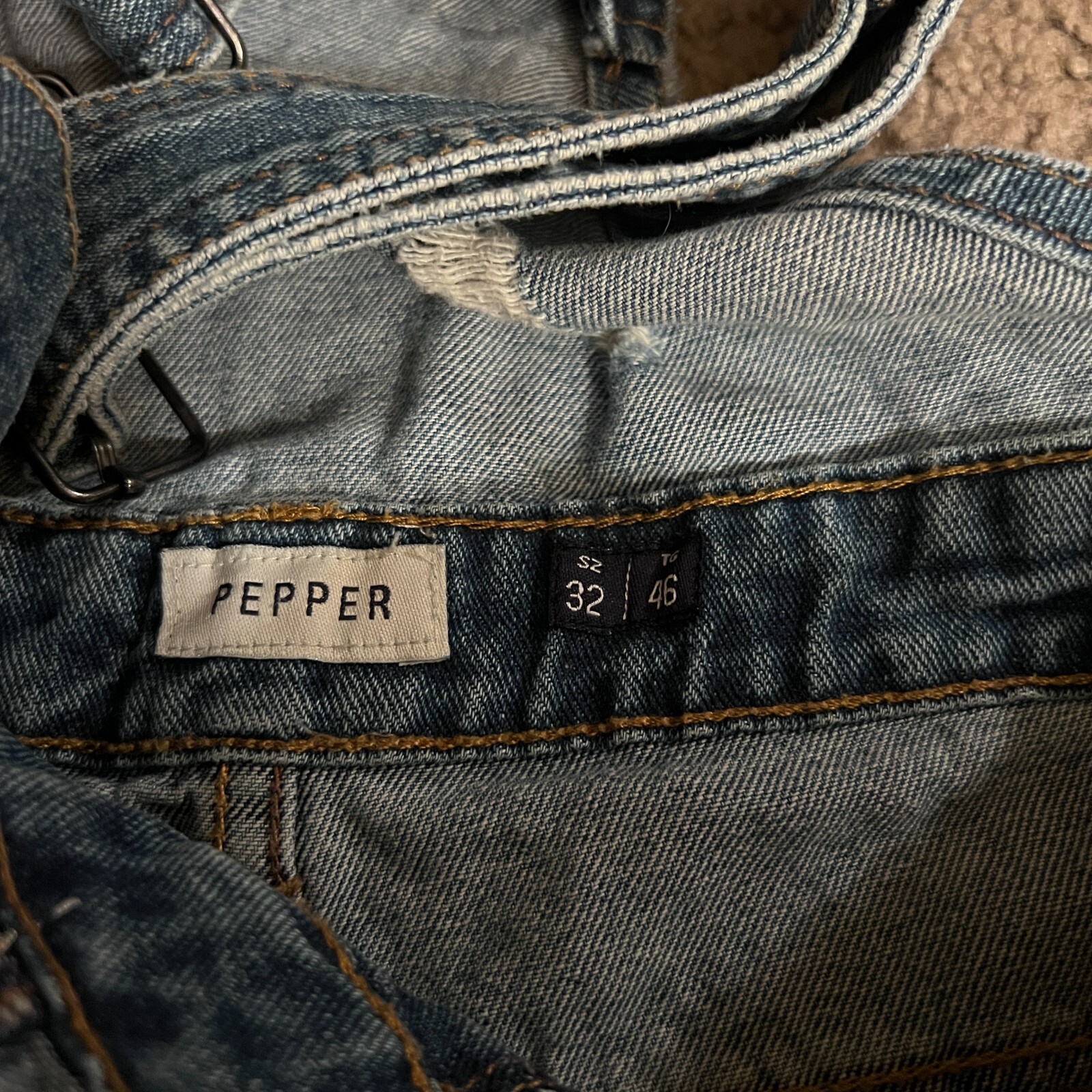 Pepper Womens Blue Patchwork Denim Shortalls Over… - image 3