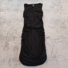 Lauren ralph Lauren Dress Size 10 Black Midi Ruched Bodycon Sleeveless Pullover