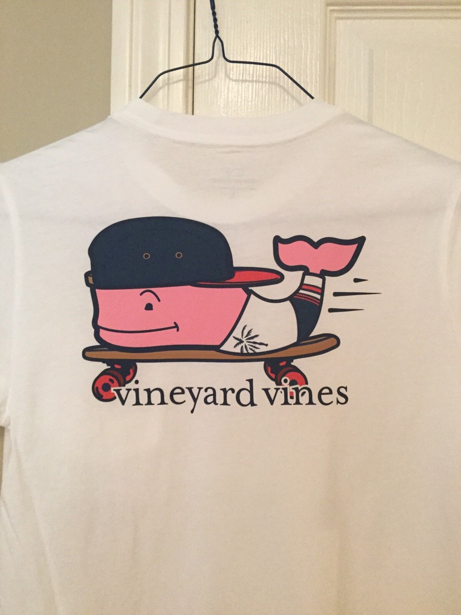 Vineyard Vines Boy's Skater Whale Pocket White S/S T-Shirt XL (18