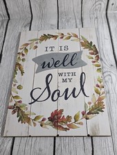 Wood Sign Decor It is well with my soul Metal Home Inspirational