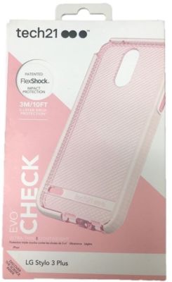 Tech21 Evo Check Case Cover for LG Stylo 3 Plus - Light Rose Pink 