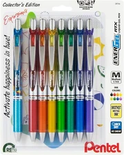 Pentel EnerGel RTX Retractable Liquid Gel Pen, Happiness Expressions Pack, 0.7mm