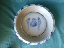 Vintage Blue Decorated 1987 Rowe Pottery Works Stoneware Pie Plate
