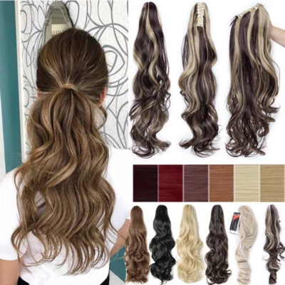 Klammer on Haarteil Zopf Pferdeschwanz Haarverlängerung Echt Braun Mis Extension