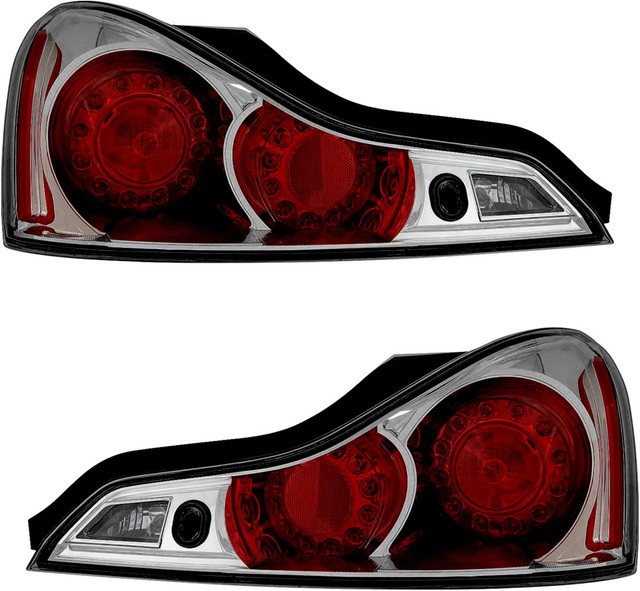 Tail Lights Assembly Chrome Bezel Pair Set for 20082013 Infiniti G37