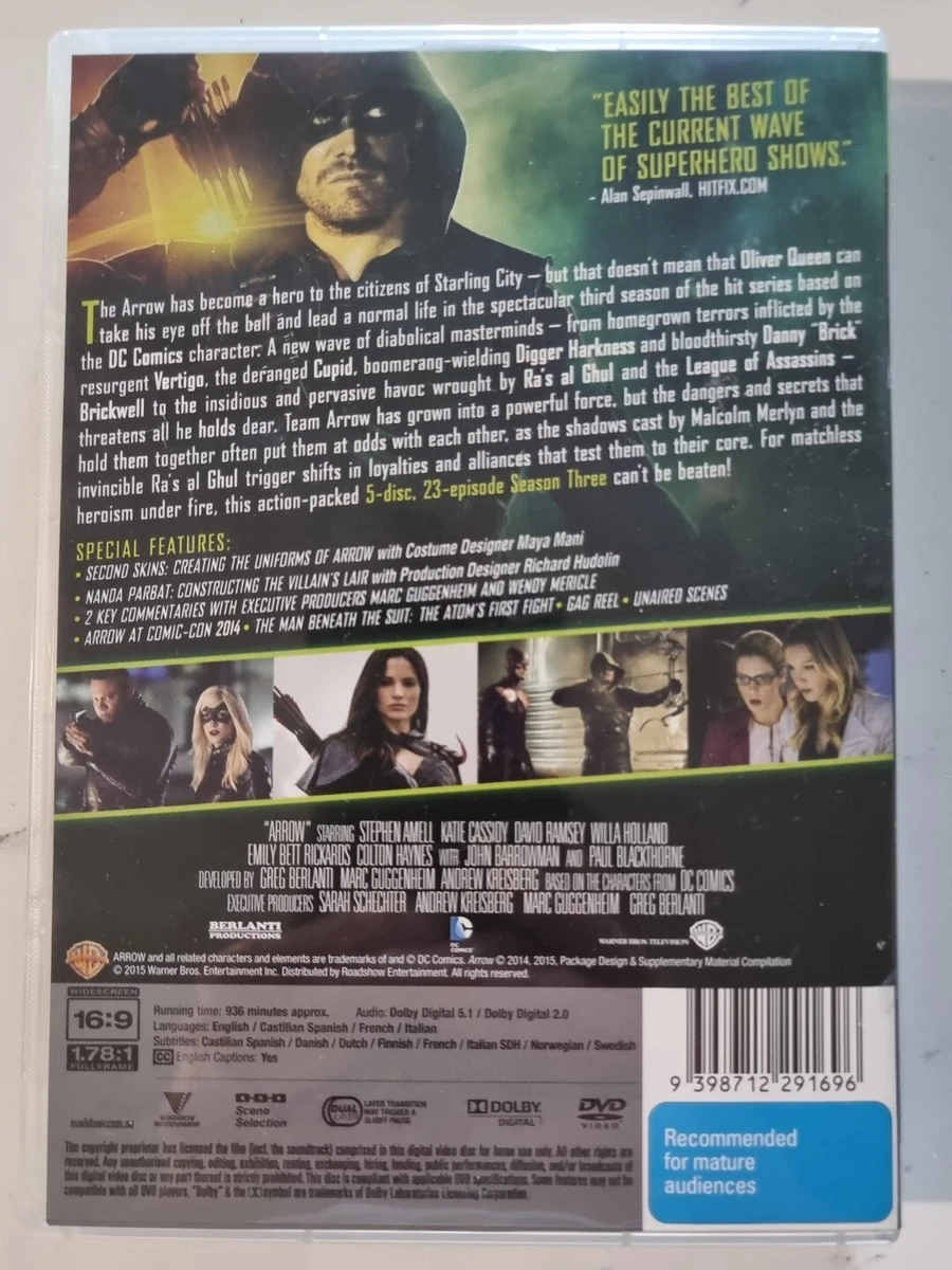Arrow Season 3 DVD 5 disc pack All 23 Episodes Region 4 FREE