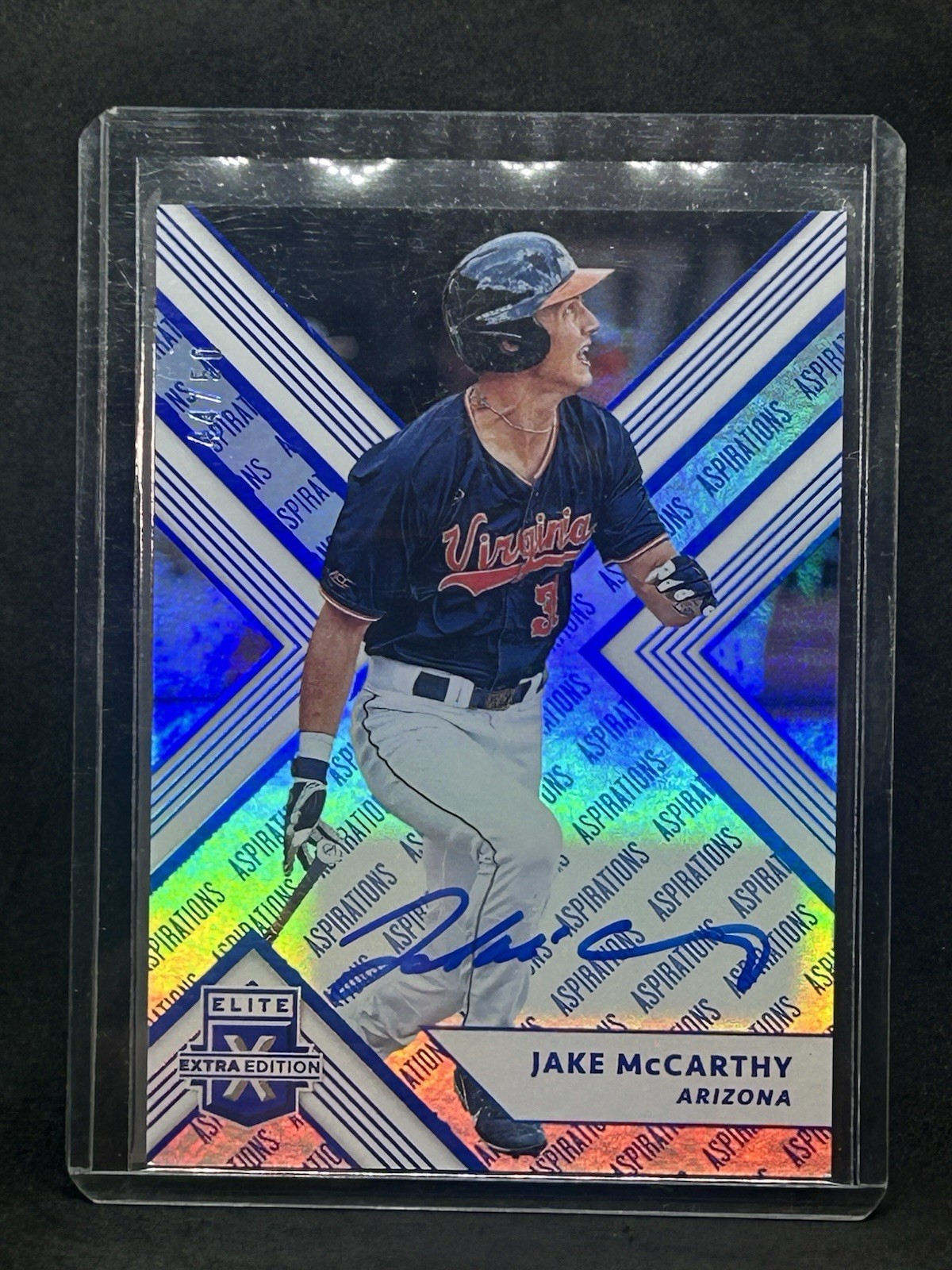 2018 Panini Elite Extra Edition Aspirations Blue /50 Jake McCarthy #38 Auto A2