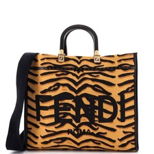 Fendi Sunshine Shopper Tote Printed Canvas Medium