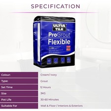 Ultra Tile ProGrout Flexible Waterproof Tile Grout All Purpose 12 Colours