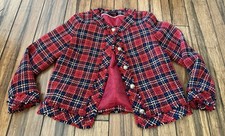 Talbots Blazer Women 6P Red Tartan Plaid Wool Holiday Career Festive Jacket