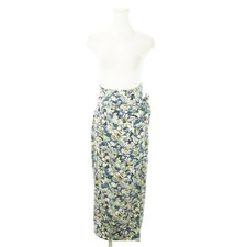 Used Jean Paul Gaultier Femme Long Skirt Wrap Tight High Waist Ribbon Floral Pat