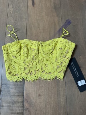 White Fox Size XS Under Control Lace Cami Bustier Yellow NWT