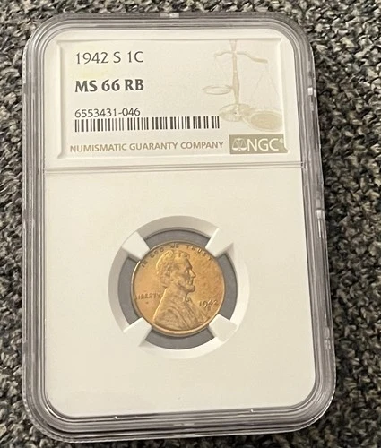1942-S Lincoln Wheat Penny NGC MS-66 RB