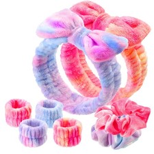 WSYUB Spa Headband and Wristband Set with Hair Scrunchies, Face Multicolor