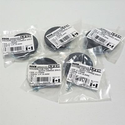 Lot of 5 Keen Abrasives 3'' Holder for Type ''R'' Quick Change Discs 1/4'' Shank