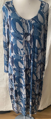 Adini viscose/elastane dress long sleeves scoop neck pockets slip on size S