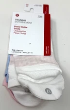 Lululemon Power Stride Tab Socks 3 Pack  White Blue Pink Size M Women's 6.5-8.5