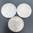 1924, 1927 Peace Dollar $1 Silver Coins Lot of 3 Circ 0.9 $3 Face Value 2.14 ozT