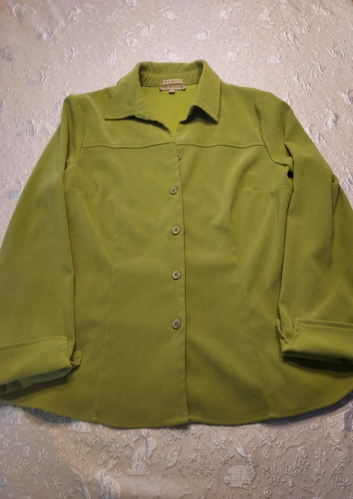 Notations women jacket, Button front, sartruse, g… - image 2