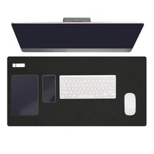 47.2" x 23.6" Large Felt Desk Pad Protector, Non-Slip Desk Mat, Black