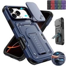 For iPhone 17 Pro Max 16 Shockproof Heavy Duty Stand Case Sliding Camera Cover