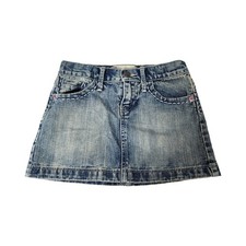 Gap Vintage Y2k Kids Girls Denim Mini Skirt Medium Wash Contrast Stitch Size 8