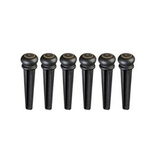 6 Pcs Acoustic Guitar Ebony Bridge Pins With Abalone Dot Brass Circle Skirt