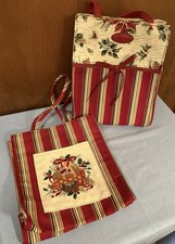 Longaberger Red Striped Christmas Totes w/ Magnetic Close
