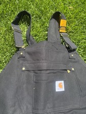 NEW Carhartt Firm Duck Loose FIT Insulated Bib Overalls Black OR4393-M XL SHORT