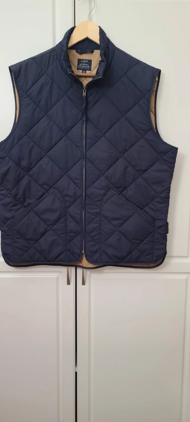 J. CREW Quilted WALKER Vest Outerwear Mens Large Full Zip Navy Preppy
