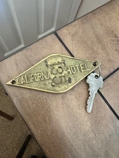 Vintage California Hotel  Brass Key Fob w/ Key Pisa Italy