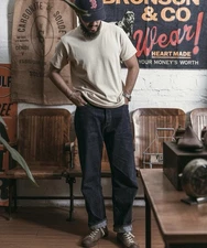 BRONSON MFG. CO. Loopwheel Tubular Athletic T-Shirt medium size apricot