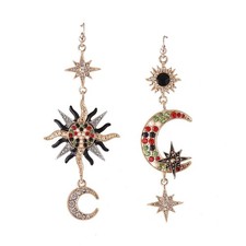 Flat Back Gold Earrings for Women - Sun Moon Star Celestial celestial Huggie Dan