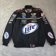 Brad Keselowski Miller Lite Nascar Jacket JH Design Men's Size XL Black Patches
