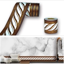 Peel and Stick Wallpaper Border Brown/White Removable Self Adhesive Abstract ...