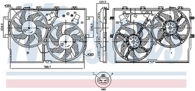 NISSENS Lüfter Motorkühlung 850001 Kunststoff 250W 12V für OPEL MOVANO U9 FIAT 3