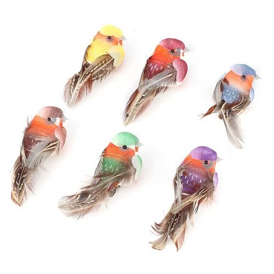 12 PCS Artificial Bird Ornaments Cute Decor, Christmas Tree Wreaths DIY Crafts