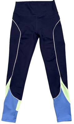 Anthropologie Wilo The Label Yoga Pants Navy Lime Light Blue Leggings Sz Medium