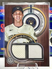 2025 Topps Tribute Single Player Dual Relics Christian Yelich Yellow /199 (MEM)