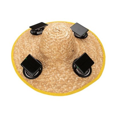 Strohhut mit Ventilatoren USB Wiederaufladbar Strohhut mit Ventilator für Gartenarbeit,